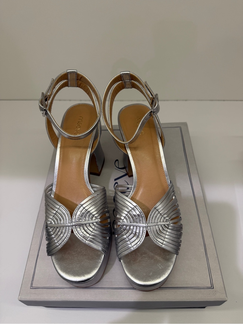 NWT Anthropology Maeve Platform Heels in Silver - Picture 4 of 7
